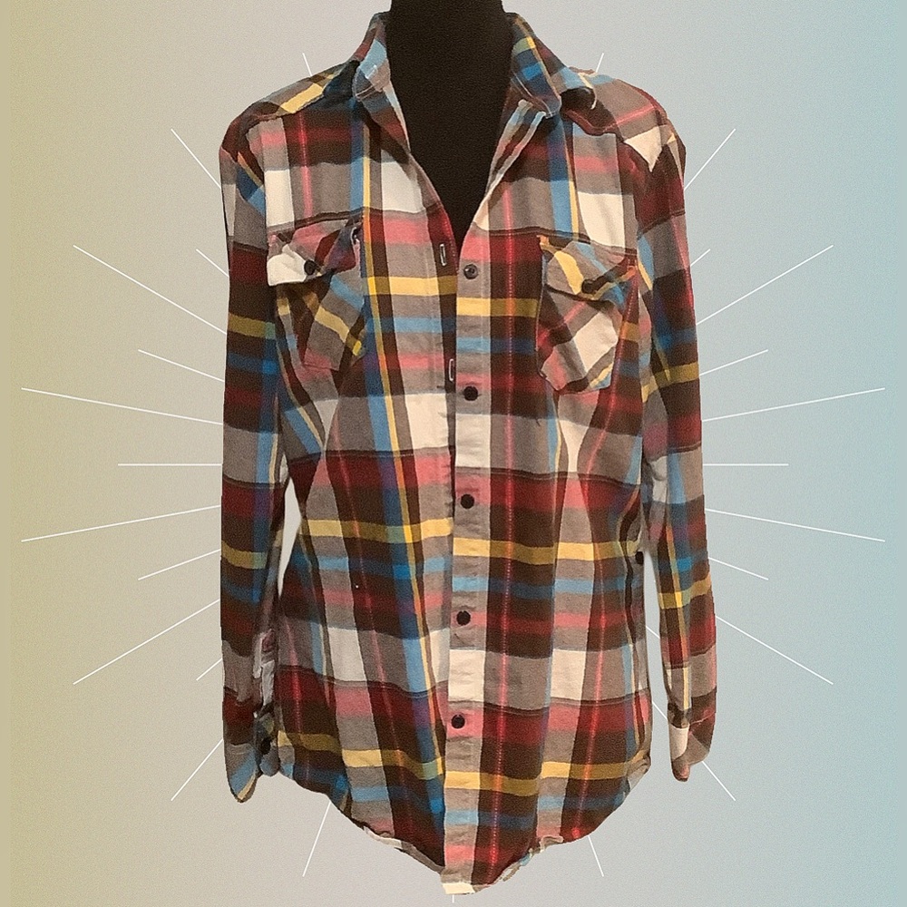Long Sleeve Plaid Button Down Shirt for Women